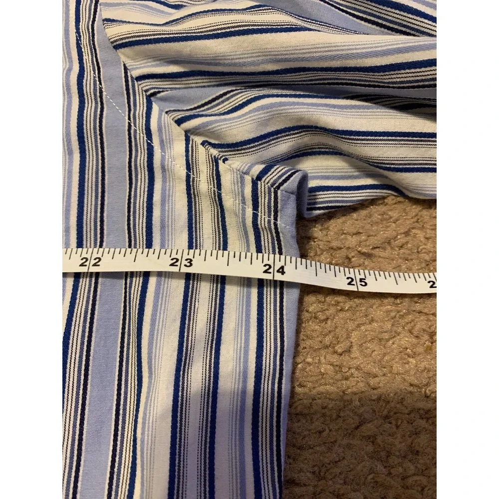 Banana Republic Men Button Down Size L Shirt Long Sleeves Stripes Blue